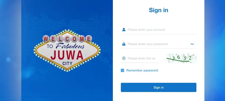 Juwa operator sign-in page